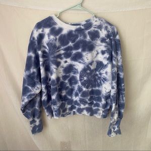 Old Navy Blue & White Tie Dye Crew Neck Sweater SZ XL